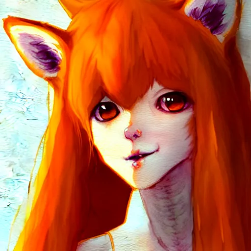 Prompt: character design portrait of a beatiful anthropomorphic furry fox woman with fox ears, long orange hair, wearing a hot dress, looking at the camera, 4 k, concept art, by wlop, wenjun lin, watercolor, ilya kuvshinov, artgerm, krenz cushart, pixiv.