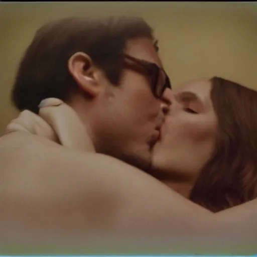 Prompt: Polaroid the couple's last kiss, photo made by Wes Anderson award winning, 4K