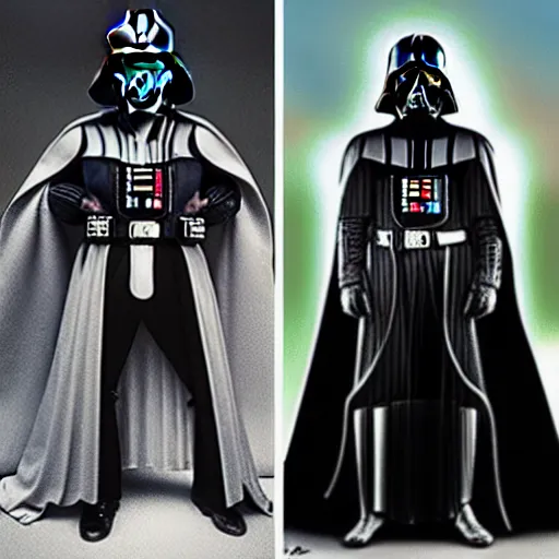 Image similar to darth vader ( left ) jesus ( right )