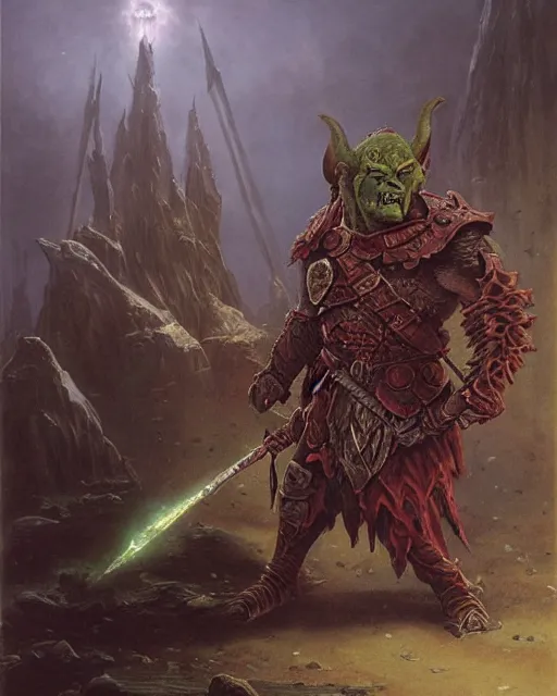 Image similar to a dnd orc warrior by thomas cole and wayne barlowe