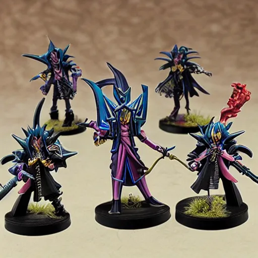 Image similar to yugioh as warhammer tabletop figurines