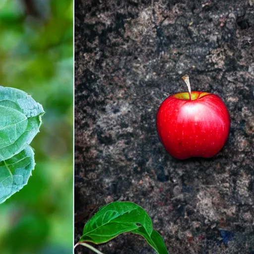 Image similar to red apple on top of the blue apple