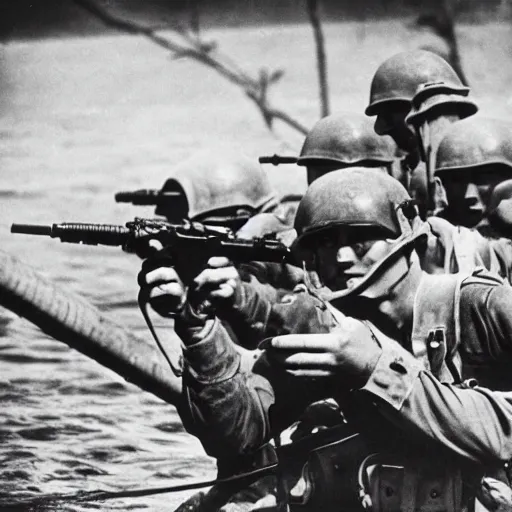 Prompt: photography of us marine corps during world war 2 in the pacific