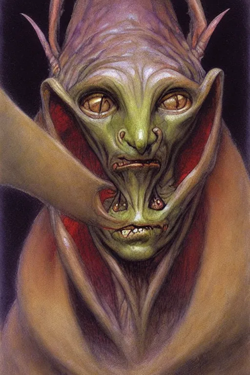 Image similar to brian froud painting of a goblin