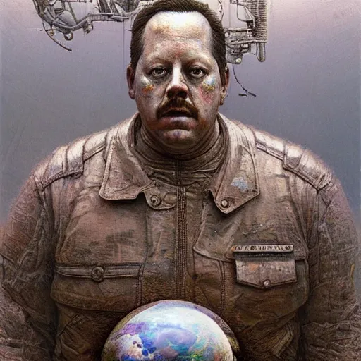 Image similar to paul blart as an entire planet, highly detailed, environment art, body horror, biopunk, by zdzisław beksinski, peter gric, marco mazzoni