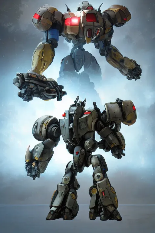 Image similar to mechwarrior 5 : mercenaries mech megaman transformer robot boss tank engine game octane render, 4 k, hd 2 0 2 2 3 d cgi rtx hdr style chrome reflexion glow fanart jesper ejsing, by rhads, makoto shinkai borderlands and by feng zhu rossdraws artstation by digital cinematic pixar and disney unreal zbrush central hardmesh