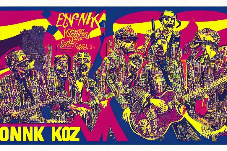 Prompt: concert poster by Frank Kozik, extremely detailed.