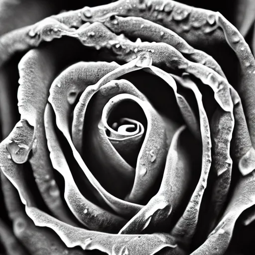 Image similar to award - winning macro of a beautiful black rose made of glowing molten magma