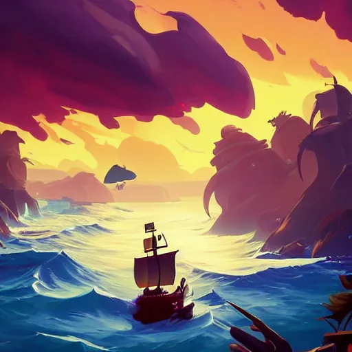 Image similar to painting treasure on sea of thieves game smooth median photoshop filter cutout vector, behance hd by jesper ejsing, by rhads, makoto shinkai and lois van baarle, ilya kuvshinov, rossdraws global illumination