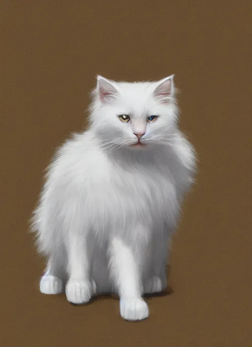 Image similar to masterpiece portrait of a white fluffy cat with cosmic armor, au naturel, hyper detailed, digital art, trending in artstation, cinematic lighting, studio quality, smooth render, unreal engine 5 rendered, octane rendered, art style by klimt and nixeu and ian sprigger and wlop and krenz cushart and kim jung gi and greg rutkowski