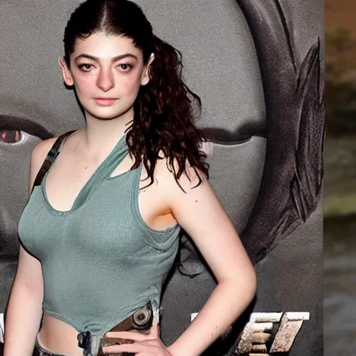 Image similar to lorde as lara croft