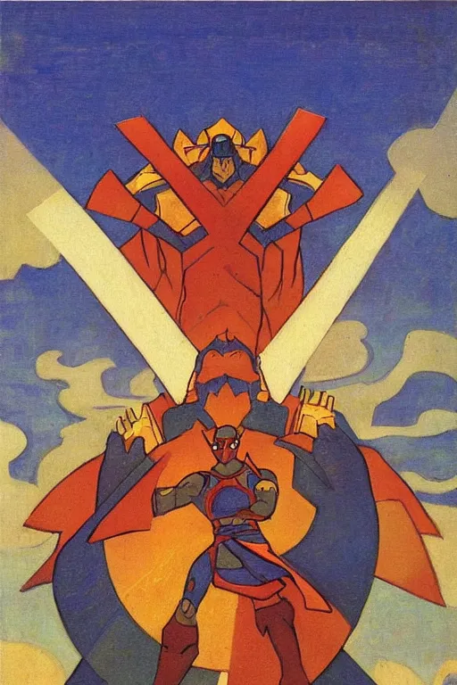 Image similar to thor, marvel, artwork by nicholas roerich,