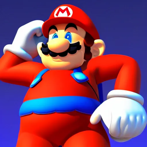 Prompt: Amazing detailed render of a shirtless Super Mario as a body builder in a weight lifting competition, extremely muscular, steroids, veins popping out, lifting a massively oversized weight, a crowd is cheering in the background, 3D, unreal engine, HDR, massive muscles, detailed face with moustache, detailed eyes with pupils, face is visible, detailed red mario M around his waist