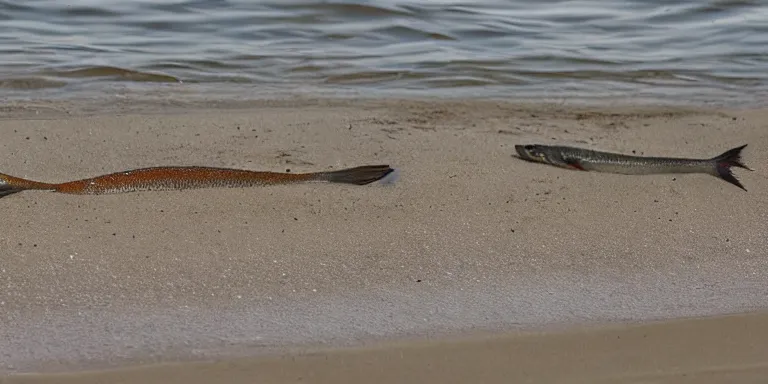 Image similar to fish walking on the beach.