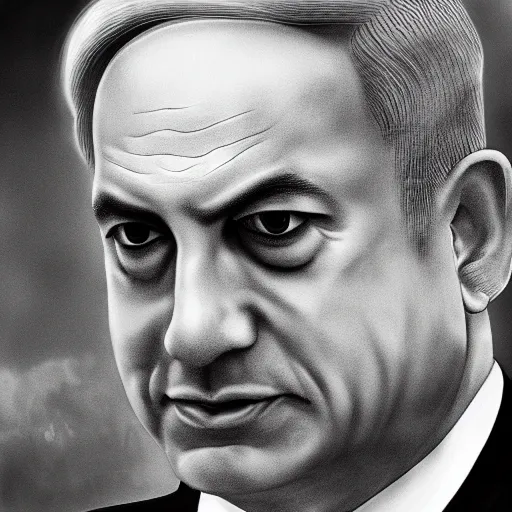 Image similar to a portrait of benjamin netanyahu by junji ito