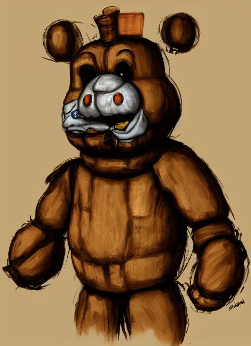 Image similar to Freddy Fazbear painted by leonardo da vinci, detailed digital art, trending on Artstation