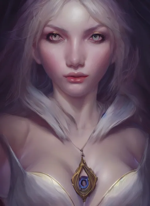 Image similar to janna, from league of legends, au naturel, hyper detailed, digital art, trending in artstation, cinematic lighting, studio quality, smooth render, creepy, unreal engine 5 rendered, octane rendered, art style by klimt and nixeu and ian sprigger and wlop and krenz cushart