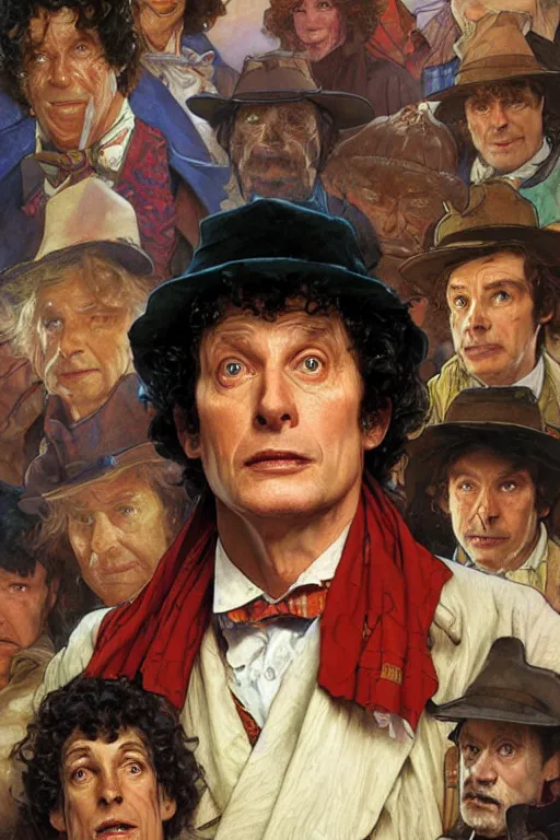 Image similar to The Fourth Doctor, Doctor Who, portrait by Stanley Artgerm Lau, greg rutkowski, thomas kindkade, alphonse mucha, loish, norman Rockwell