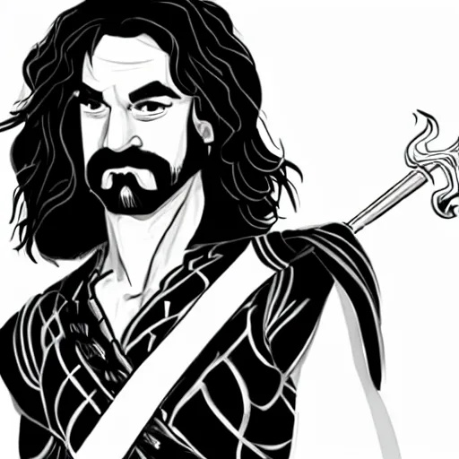 Prompt: precisely drawn illustration of inigo montoya drawn in the style of the dragon prince