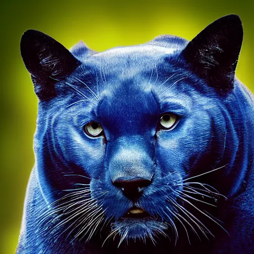 Prompt: nature photography picture of blue and black panther