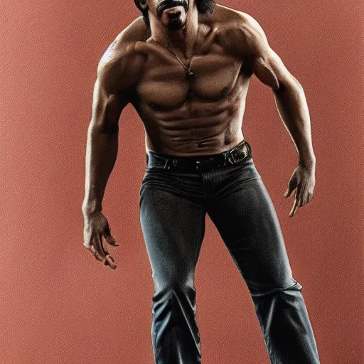 Image similar to Lionel richie with the physique of a body builder, hyper realistic, ultra detailed, cinematic, dynamic lighting, photorealistic, refined, intricate, digital art, digital painting, masterpiece, 8k