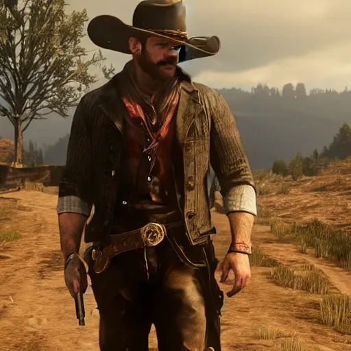 Image similar to Tom Hardy as Arthur Morgan, Red Dead Redemption 2