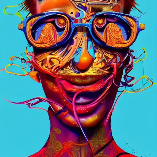 Image similar to An extremely psychedelic portrait of McDonalds, surreal, LSD, face, detailed, intricate, elegant, lithe, highly detailed, digital painting, artstation, concept art, smooth, sharp focus, illustration