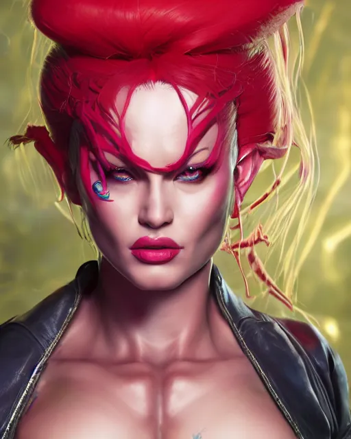 Image similar to portrait of poison from street fighter, au naturel, hyper detailed, digital art, trending in artstation, cinematic lighting, studio quality, smooth render, unreal engine 5 rendered, octane rendered, art style by klimt and nixeu and ian sprigger and wlop and krenz cushart.