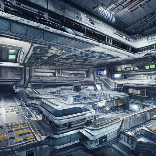 Image similar to interior of a huge space base, hyperdetailed, artstation, photography, w 896