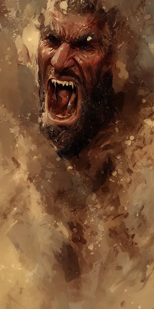 Image similar to Concept art Portrait of the ancient historical biblical SNARLING ANGRYING YELLING, jealous king Saul of Israel by craig mullins and marc simonetti, ARTSTATION, cgsociety, polycount, character design, CINEMATIC, AWE INSPIRING, BEAUTIFUL, ART GERM