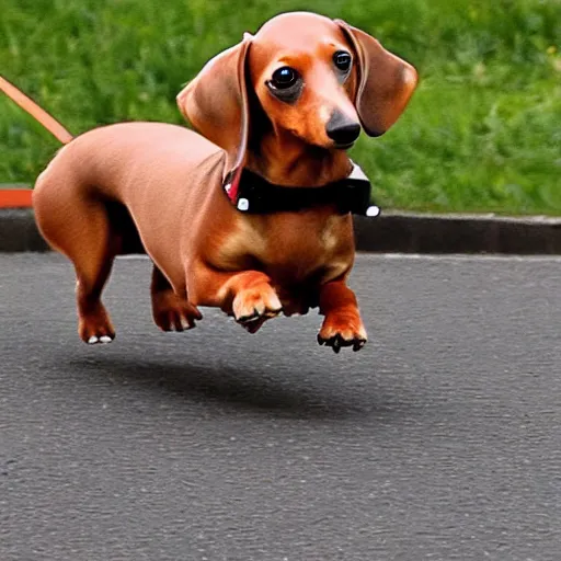 Prompt: dachshund driving a Porsche