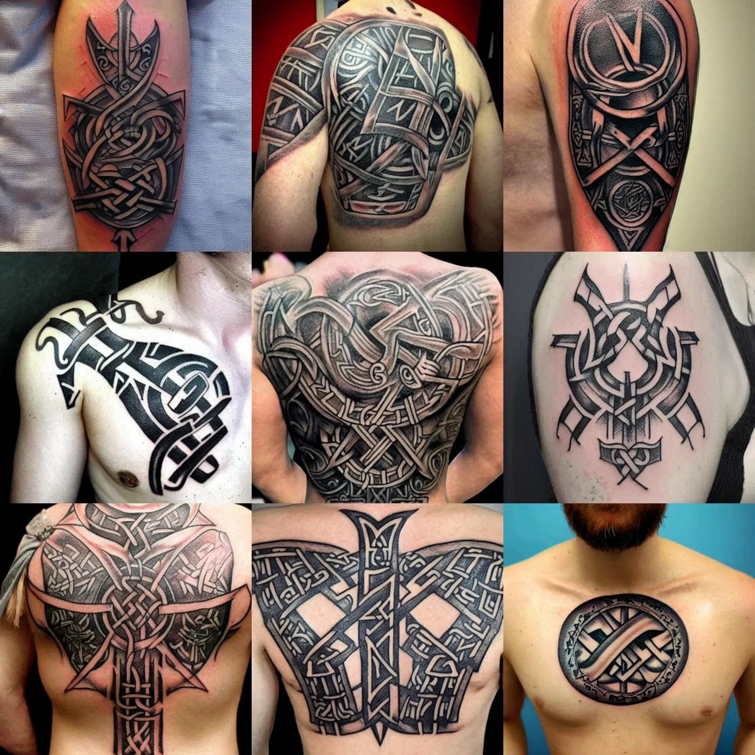 Prompt: norse viking runes tattoo on fair smooth skin, fantasy art