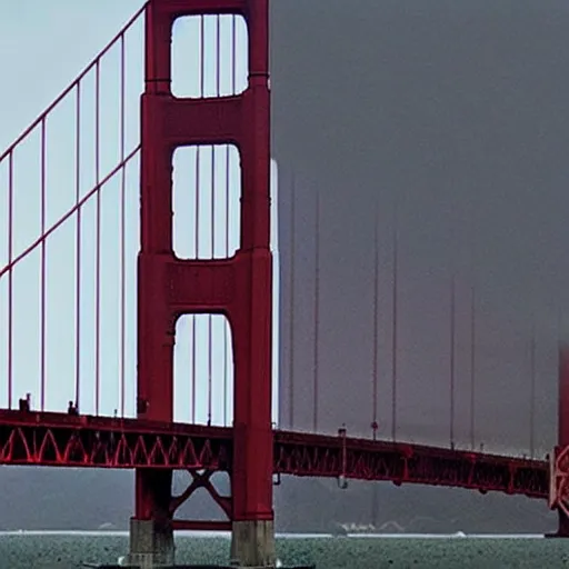 Prompt: the Kraken destroying the Golden Gate bridge