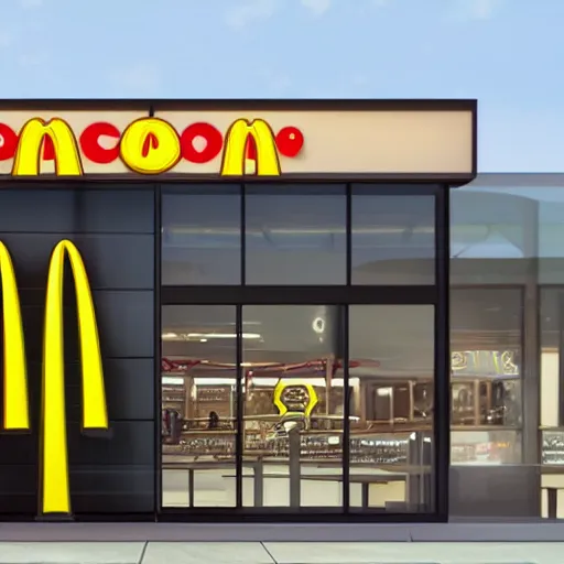 Image similar to new McDonald's logo super realistic high detail detailed octane render baroco