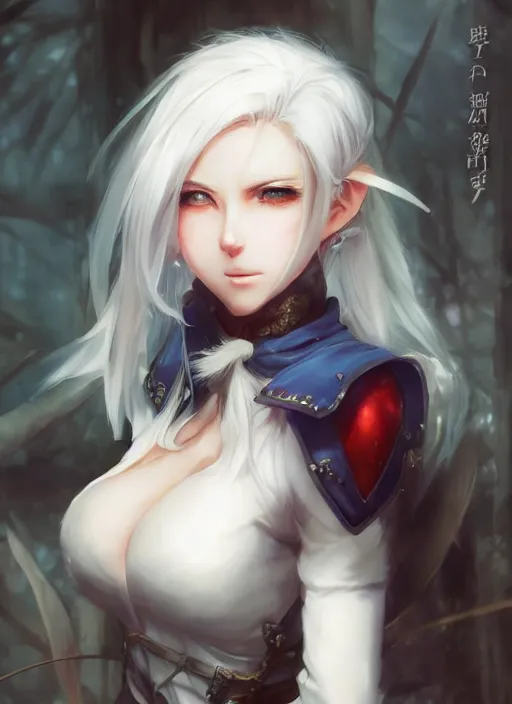 Prompt: An anime portrait of a white-haired short-haired big-eyed blue-eyed round-faced elf assassin, by Stanley Artgerm Lau, WLOP, Rossdraws, ArtStation, CGSociety, concept art, cgsociety, octane render, trending on artstation, artstationHD, artstationHQ, unreal engine, 4k, 8k