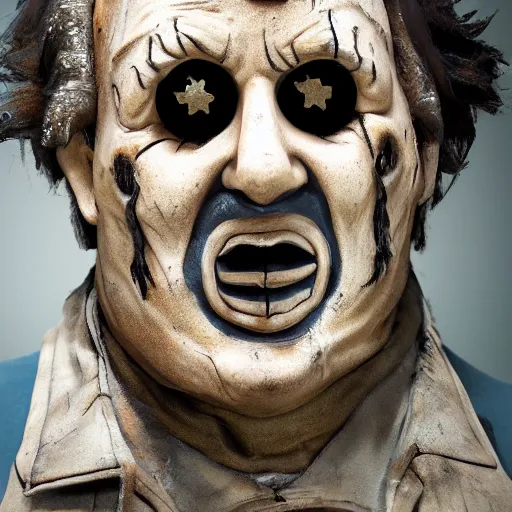 Image similar to parade float for leatherface, realistic photography, high detailed