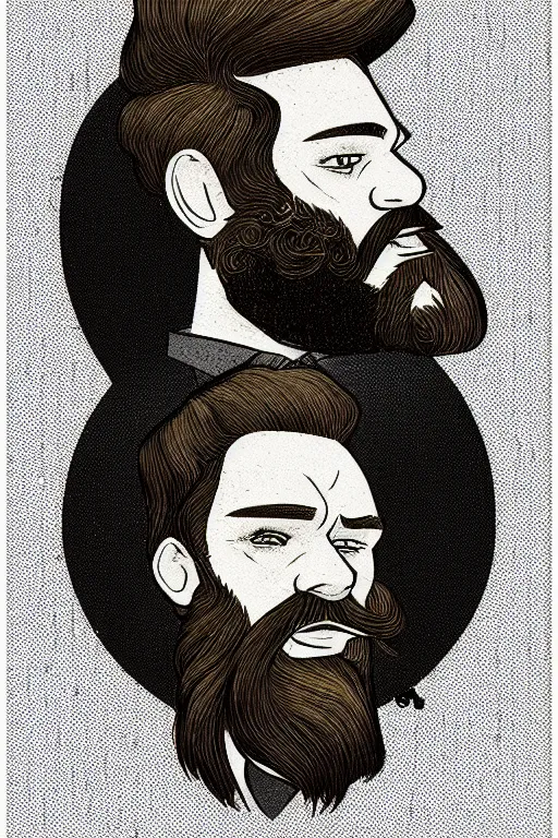 Image similar to an illustration of a portrait of a respectable dignified 3 0 ish pentecostal preacher with kind eyes and red beard and hair in the style of art - deco artwork art by kyle ferrin and loish!, digital art, highly detailed, intricate, sharp focus, trending on artstation hq, deviantart, 4 k uhd image