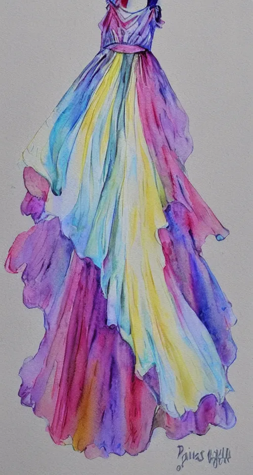 Image similar to princess dress design, watercolor