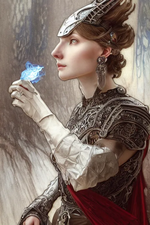 Prompt: beautiful luxury and elite and victorian and holy medieval female red and white silver mirror color armor knight portrait+smoky eyes+light flowing brown hair, in ruin gothic cathedral, ultradetail face, art and illustration by tian zi and craig mullins and WLOP and alphonse mucha, fantasy, intricate complexity, human structure, fantasy world concept, watermark, blurry, hyperrealism 8k