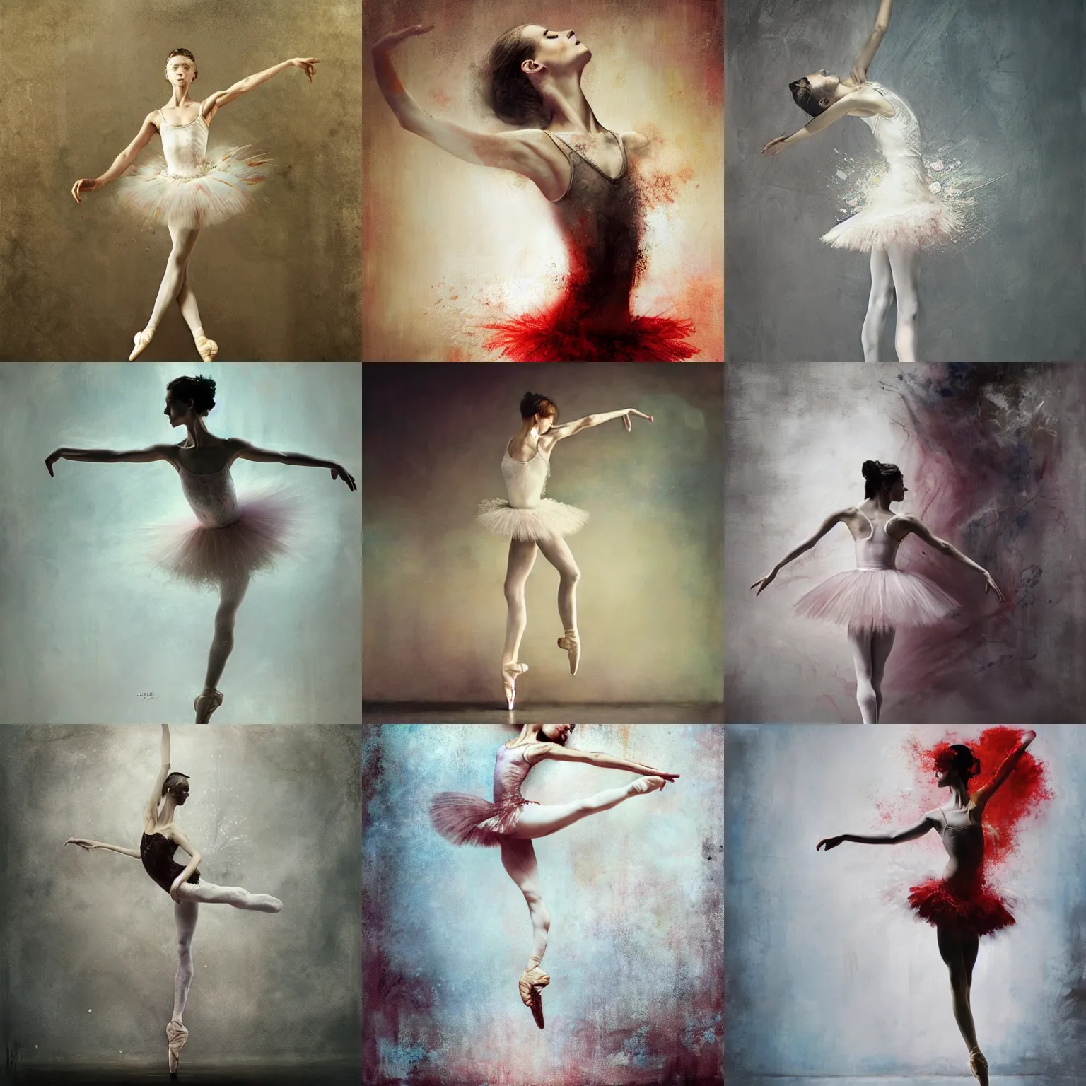 Prompt: ballet dancer Pirouette by cy Twombly and BASTIEN LECOUFFE DEHARME, petals, abstract