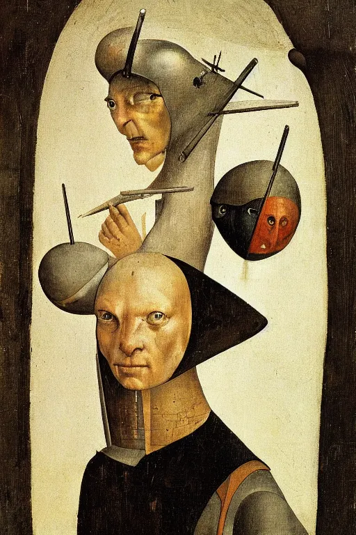 Prompt: Abstract. Portrait of a cyborg woman. Hieronymus Bosch.