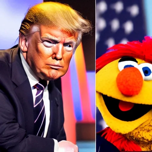 Image similar to Donald Trump as Oscar from Sesamestreet