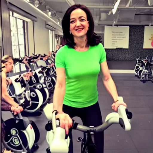 Prompt: Sheryl Sandberg at SoulCycle, Instagram photo