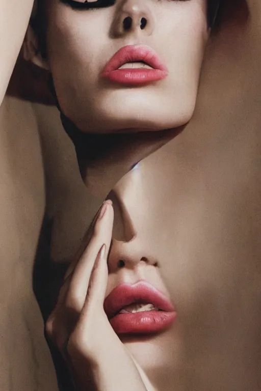 Image similar to margiela campaign featuring amy rose as a female cowgirl, long eyeslashes, big juicy lips, big seductive eyes