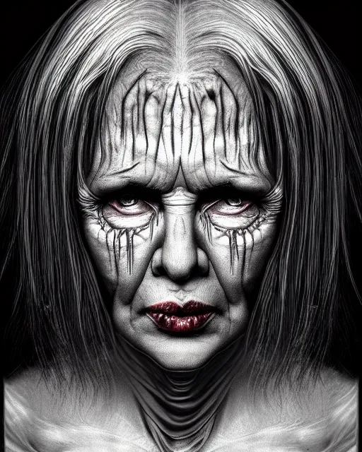 Prompt: lovely adult woman character portrait, by hr giger, highly detailed, dynamic shadows, 4 k, splash art