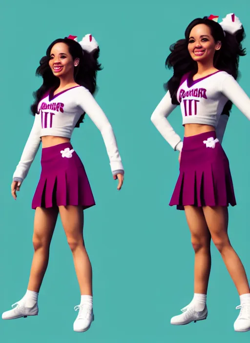 Image similar to amy santiago as a cheerleader, elegant, hyper detailed, ultra definition, photoreal, artstation, unreal engine rendered, concept art, smooth, sharp focus, illustration