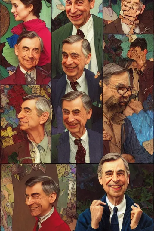 Prompt: Mister Rogers portrait by Stanley Artgerm Lau, greg rutkowski, thomas kindkade, alphonse mucha, loish, norman Rockwell