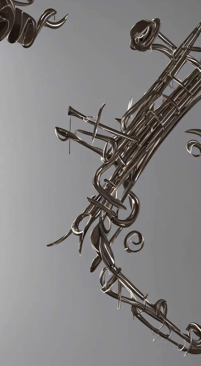 Prompt: a wind musical instrument with pipes in the shape of vocal tracts producing a jet stream of air, 8 k, octane