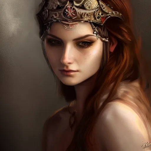 Image similar to Young Romanian woman, high resolution fantasy concept art, realistic, intricate details, soft lighting