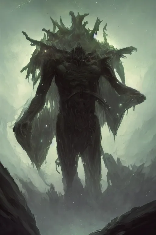 Image similar to eldritch god, cosmic, nightmare, outer space, aliens, digital art, magic the gathering, mtg, by greg rutkowski, trending on artstation